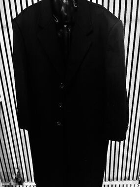 Men's Wool/Cashmere Sergio Valente Top Coat, Black, Size 46L